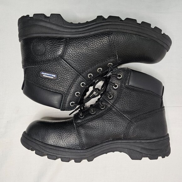 NEW Skechers Relaxed Fit Steel Toe Black Leather Work Boots Men's Size 12 - Picture 6 of 9